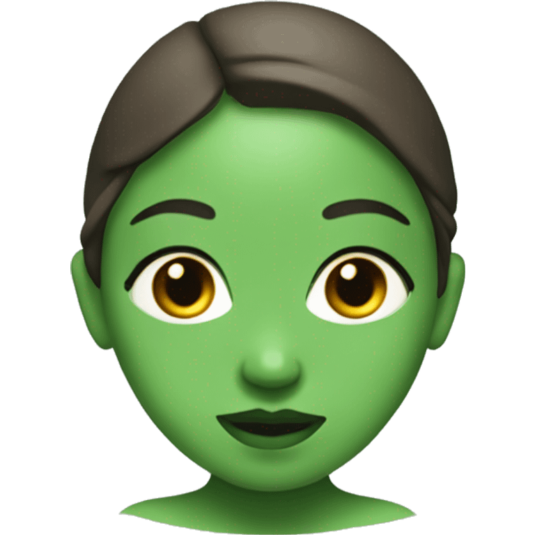 Pregnant woman all in green from the side with green skin tone and eyes  emoji