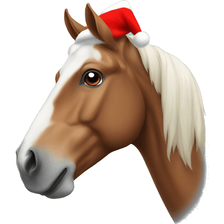 Horse with Christmas hat emoji