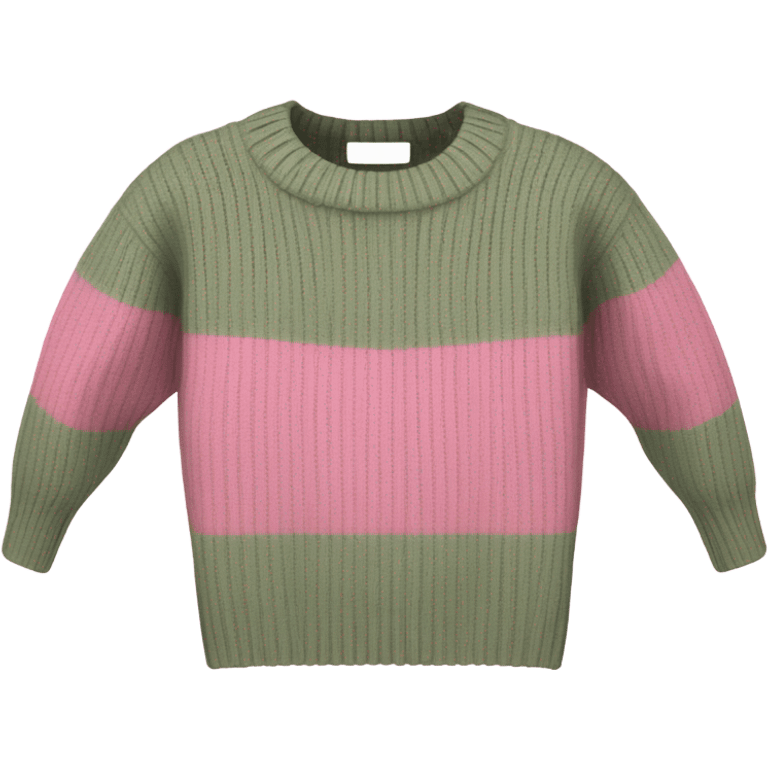 Pink and sage cropped oversize wool sweater, isolated emoji