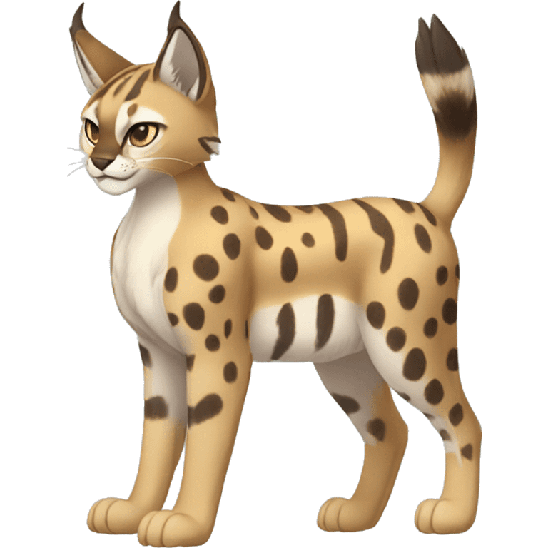 Striped and spotted Lynx-Caracal-Fakemon-hybrid full body emoji