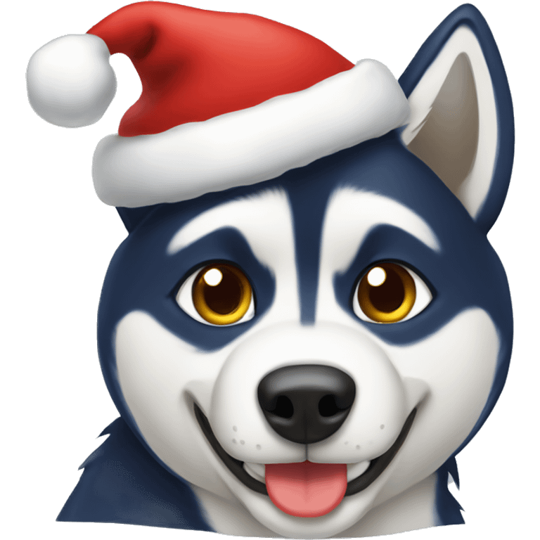 Husky with Christmas hat emoji