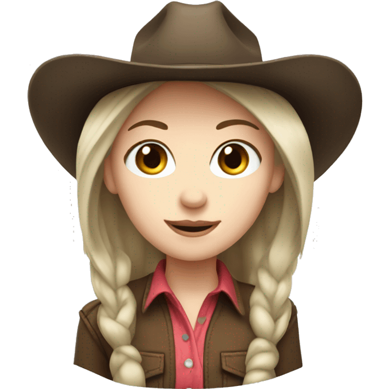 pale skin girl with dark brown hair in a cowgirl hat emoji