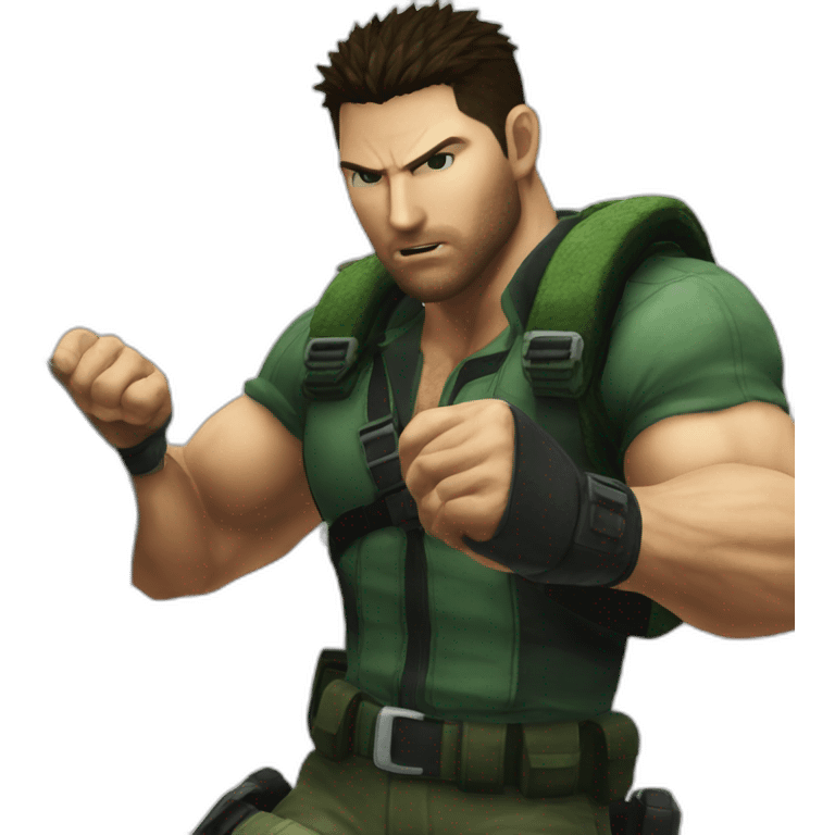 Chris redfield punching a rock emoji