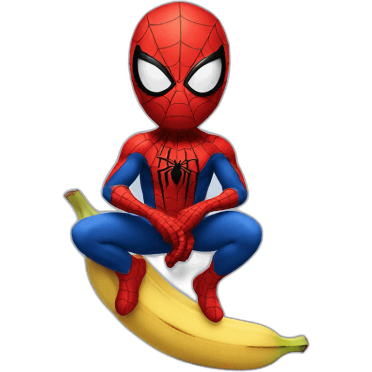 Spiderman sitting on banana emoji