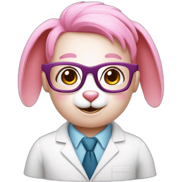 Specialist pink rabbit with glasses emoji