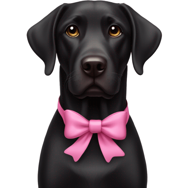 Black lab wearing pink bow emoji