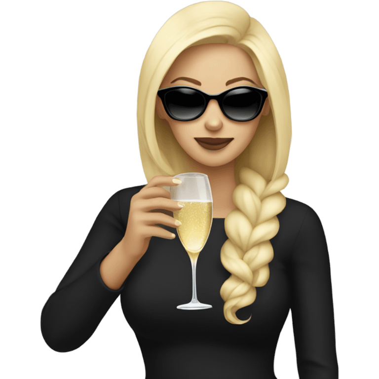 blonde drinking champagne wearing black glasses  emoji