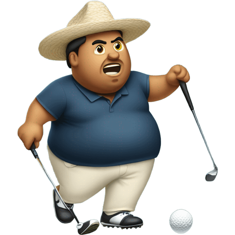 Fat Mexican playing golf in the rough emoji