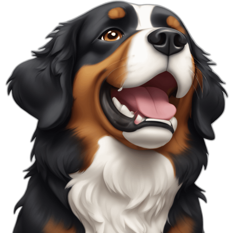 Bernese mountain dog dabbing across face emoji