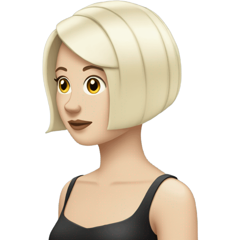 pale skin woman with a black bob haircut side view emoji