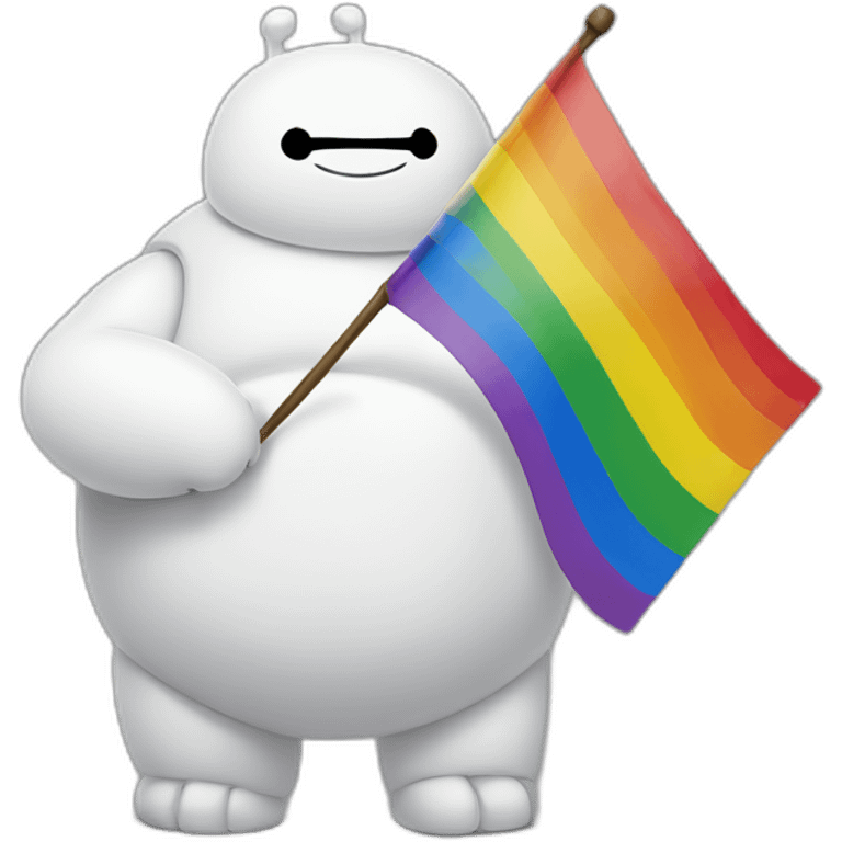 Baymax with a gay pride flag emoji