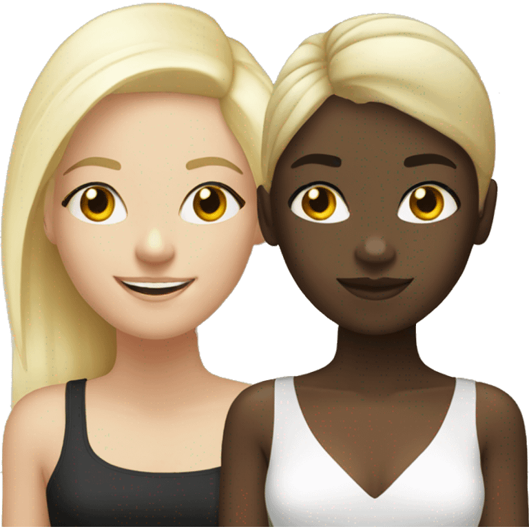 Black girl and white blonde girl partying emoji