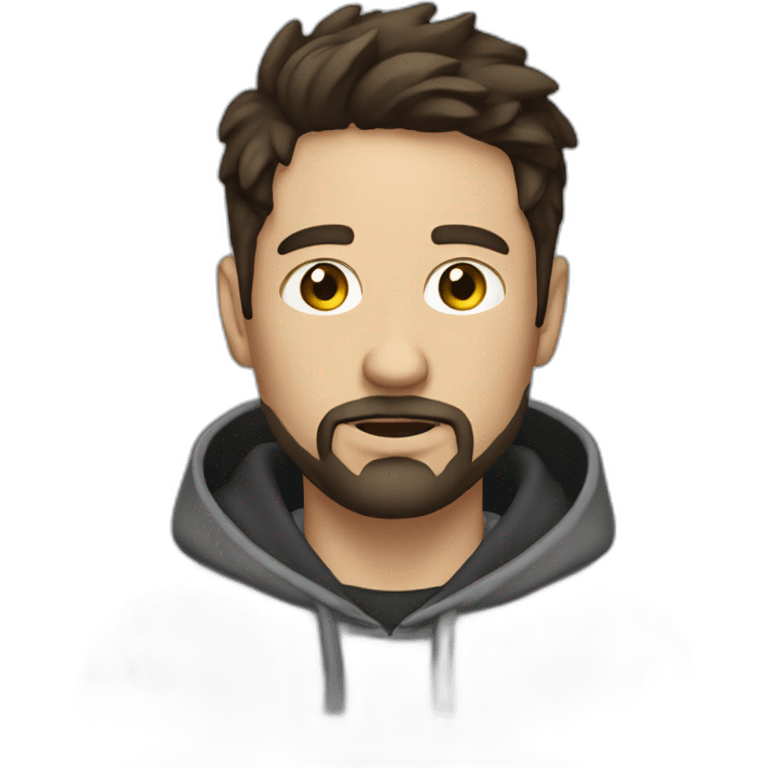 White man with dark hair and a goatee beard wearing hoodies emoji