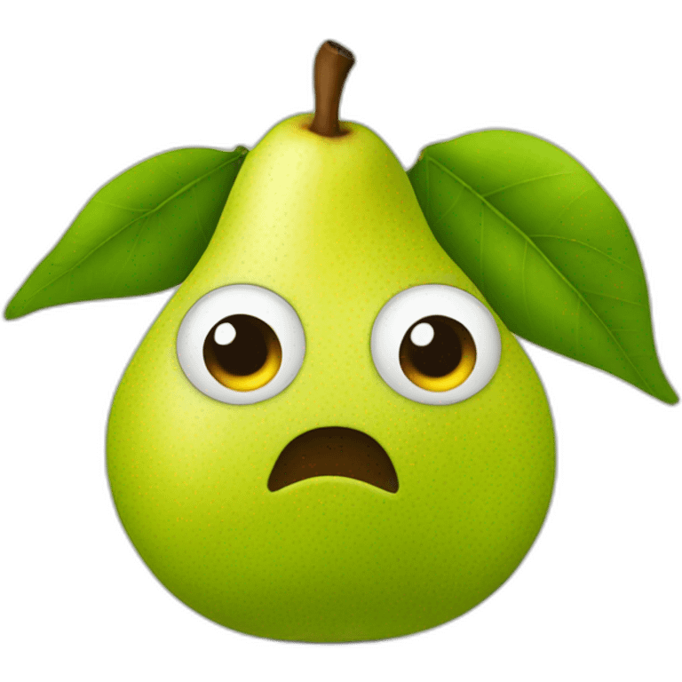 a pear with eyes and a serious look emoji