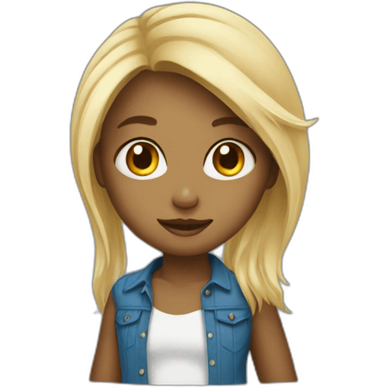 Blondie girl with a black boy emoji