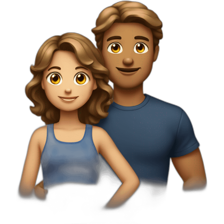 Garcon américain brun avec fille française chatain emoji