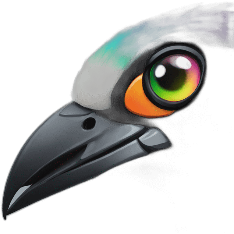 Magpie with rainbow eyes emoji