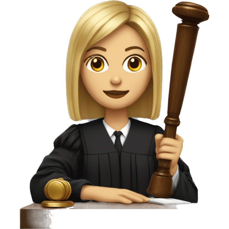 woman with straight hair in judge outfit with gavel  emoji