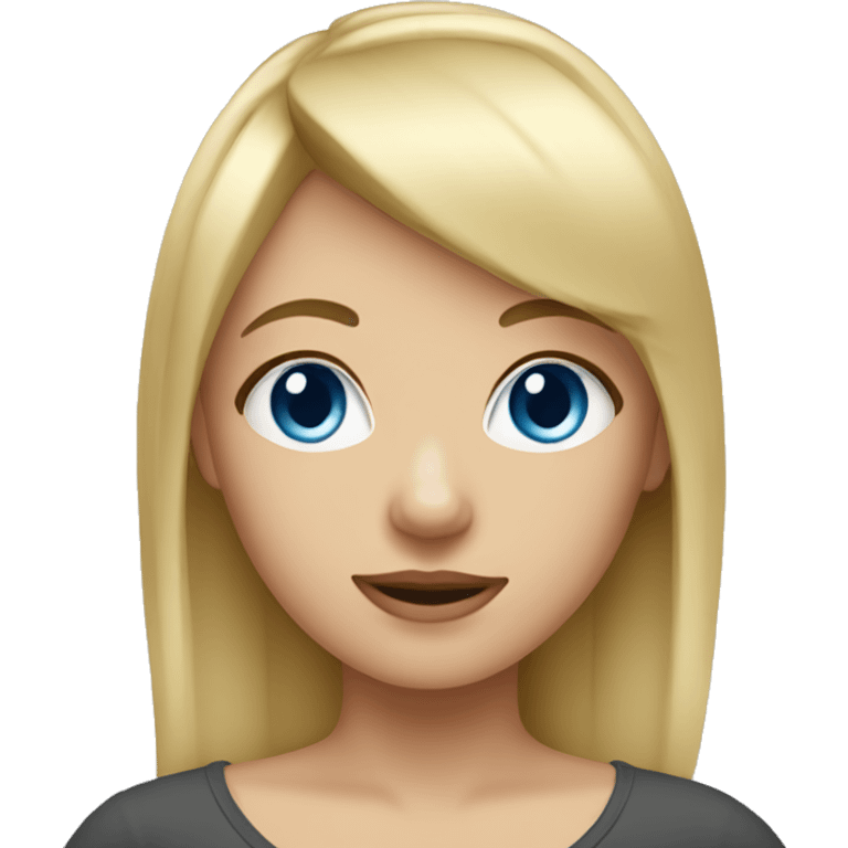 Blonde girl with blue eyes and straight hair with bangs emoji