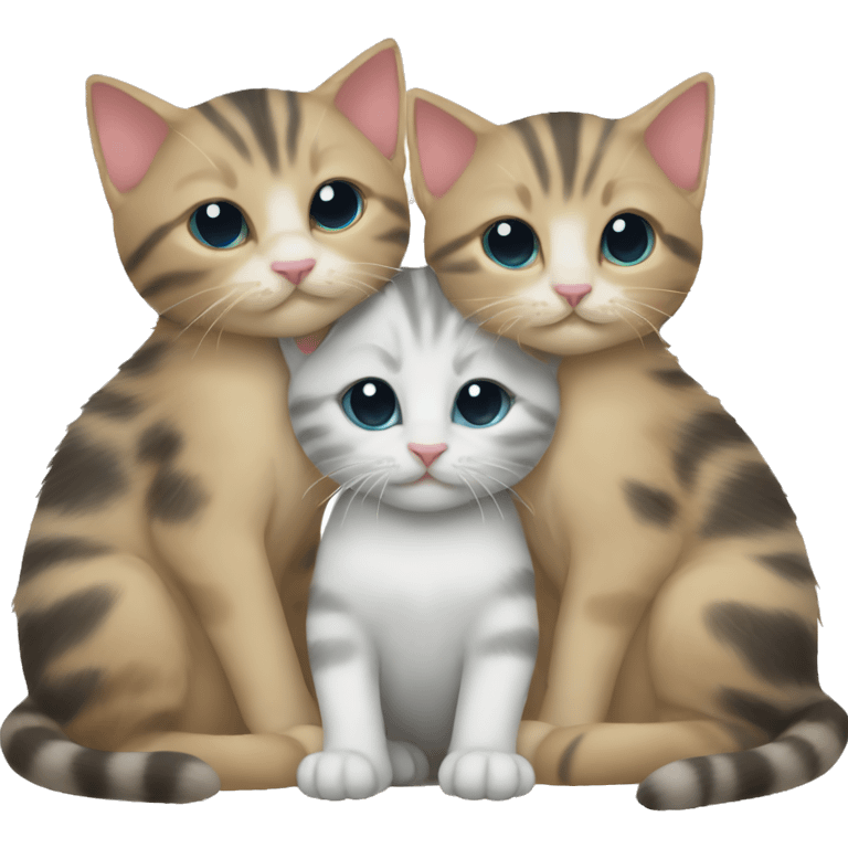 Three kittens hugging emoji