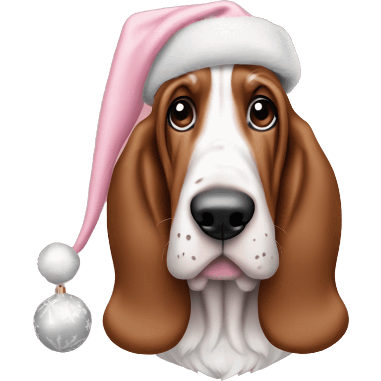 Basset hound pink Christmas couqqet emoji