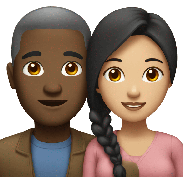 Black man and asian woman couple emoji