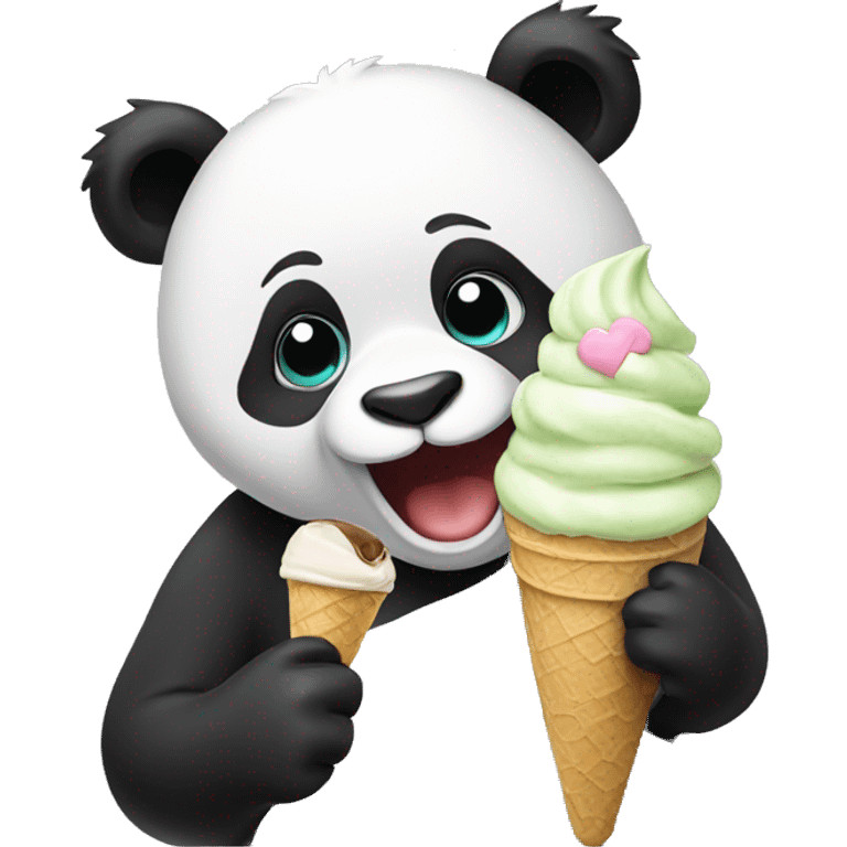 Panda eating ice cream emoji