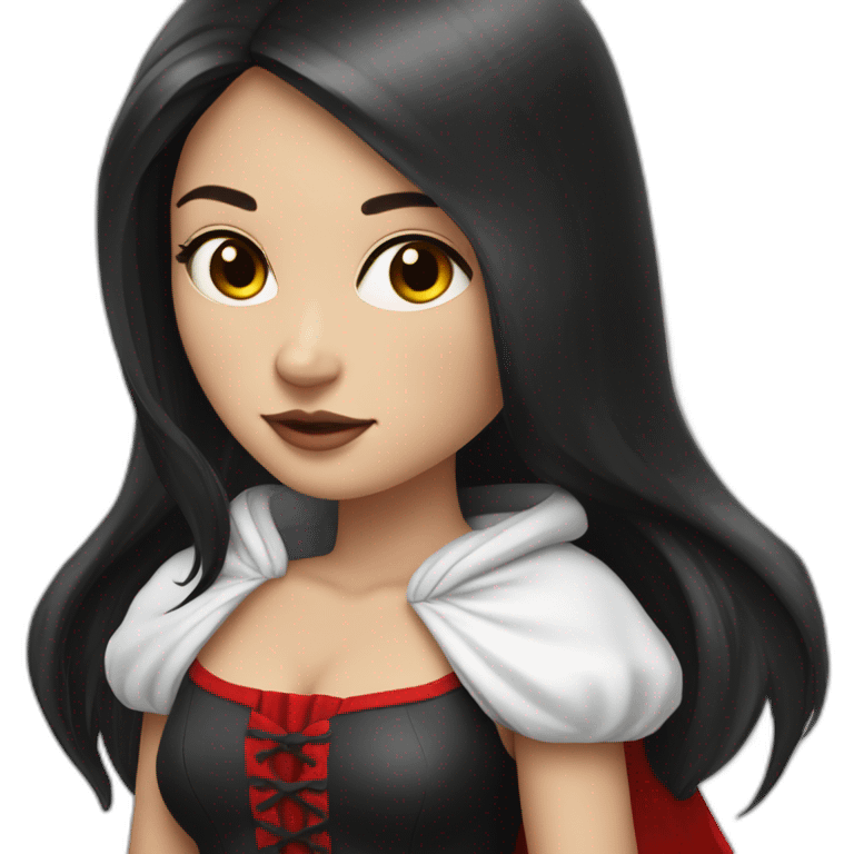 white-girl-long-straight-black-hair-with-white-streak-hair-and-red-ridding-hood emoji