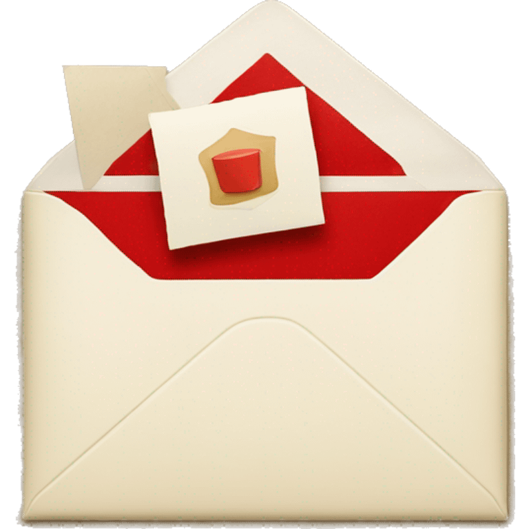 cream envelope with square red postage stamp emoji