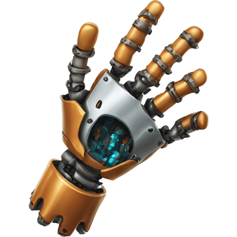 Robot hand with a brash  emoji