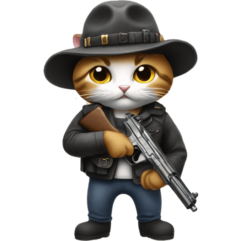 kitty with pistol emoji