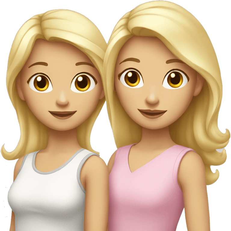 Mom with blond hair, daughter with dark blond hair, daughter with light blonde hair white family emoji