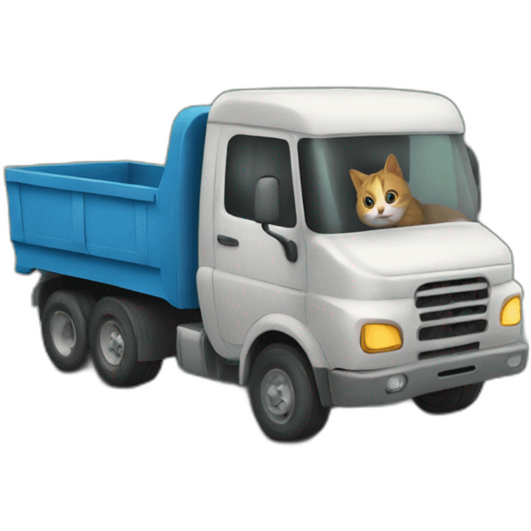 Un chat sur la route avec un camion qui roule emoji