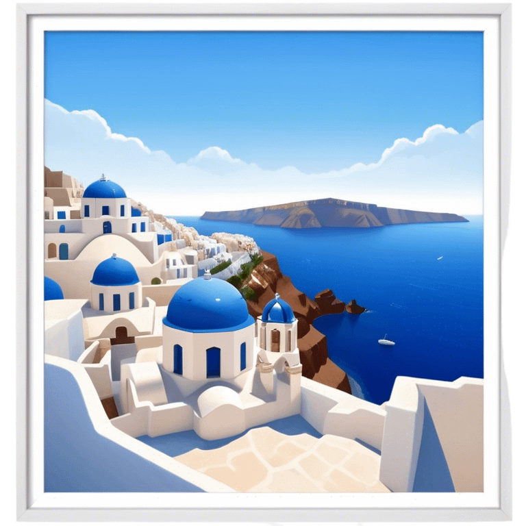 Cinematic Realistic Santorini Caldera Landscape Emoji, depicted with dramatic white‚Äêwashed cliffs overlooking a deep blue sea rendered with crisp textures and radiant lighting. emoji