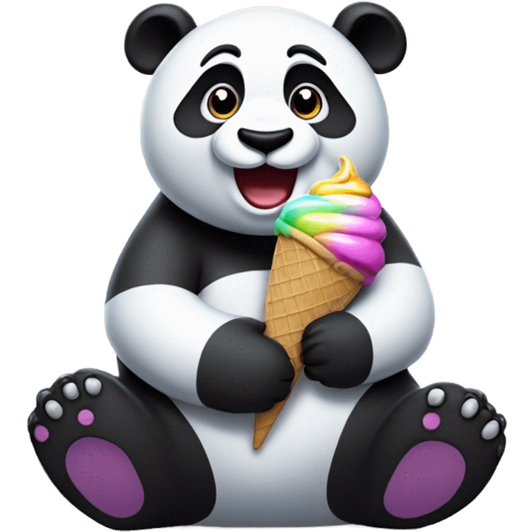 Panda eating ice cream emoji