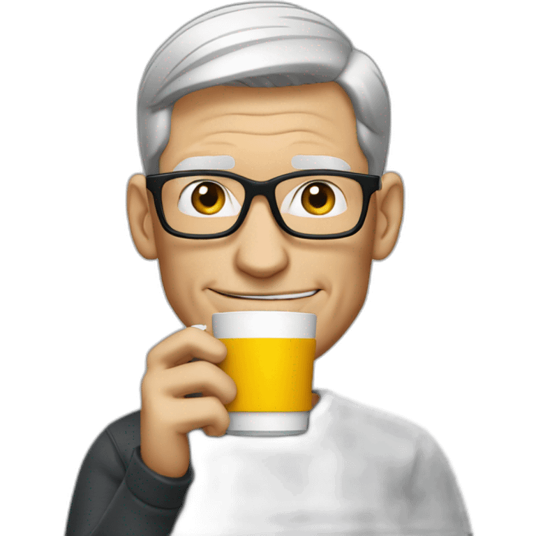 Tim cook drinking one cup of starubuck emoji