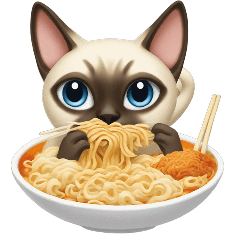 Siamese Cat eating ramen emoji