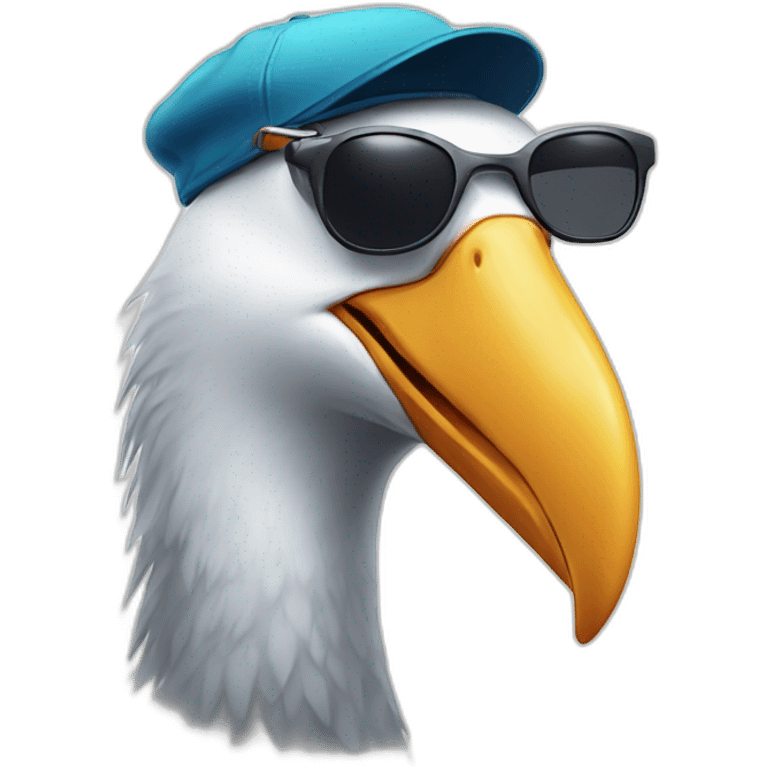 Albatross with sunglasses and a cap emoji