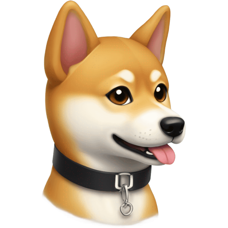 shiba inu with collar indoors emoji