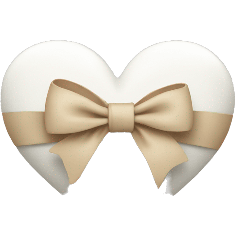 white heart with beige bow emoji