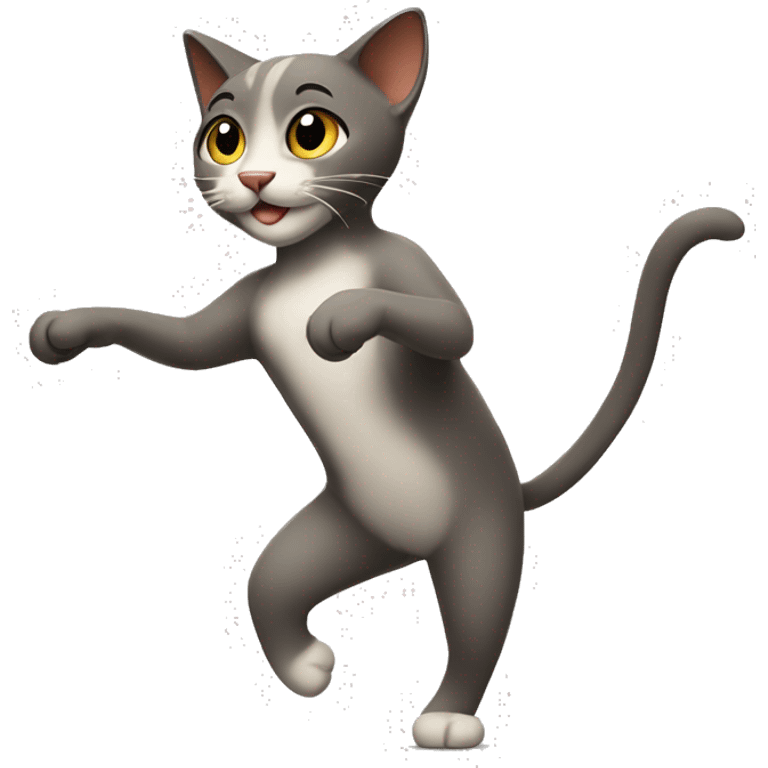 strangely proportioned dancing cat emoji