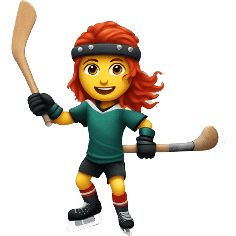 Triton as a red head playing hockey emoji