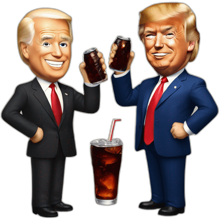 Donald trump and Biden drink cola emoji