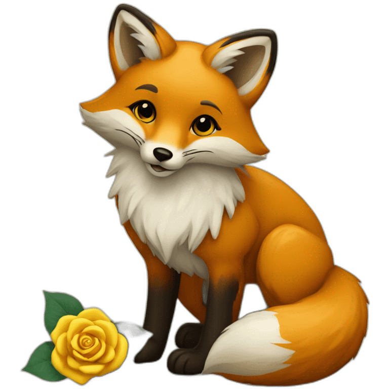 fox with yellow rose emoji