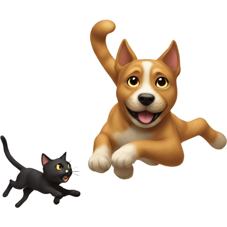 Cat chasing dog emoji