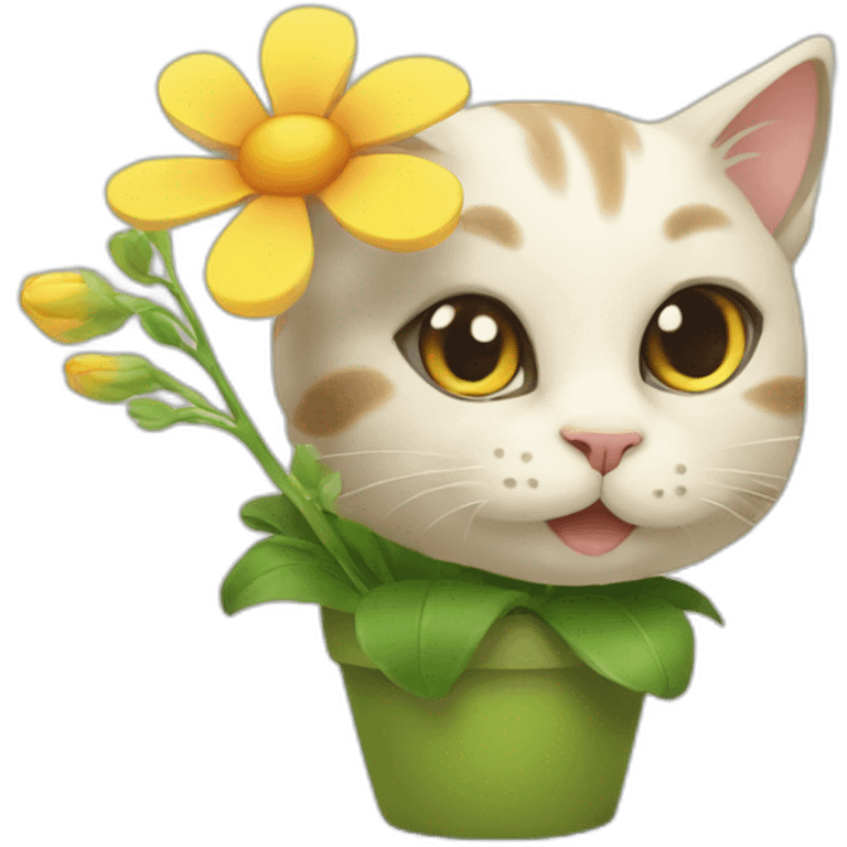 cat sprouting flowers emoji