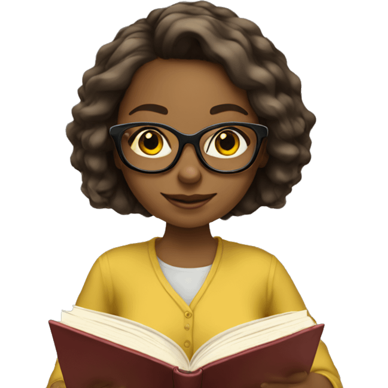 yellowskin-girl-reading-book-glasses emoji