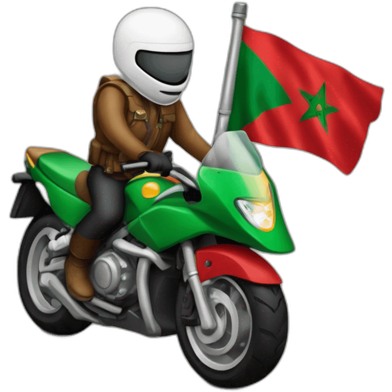 quelqu'un sur une moto avec le drapeau du Maroc derrière emoji