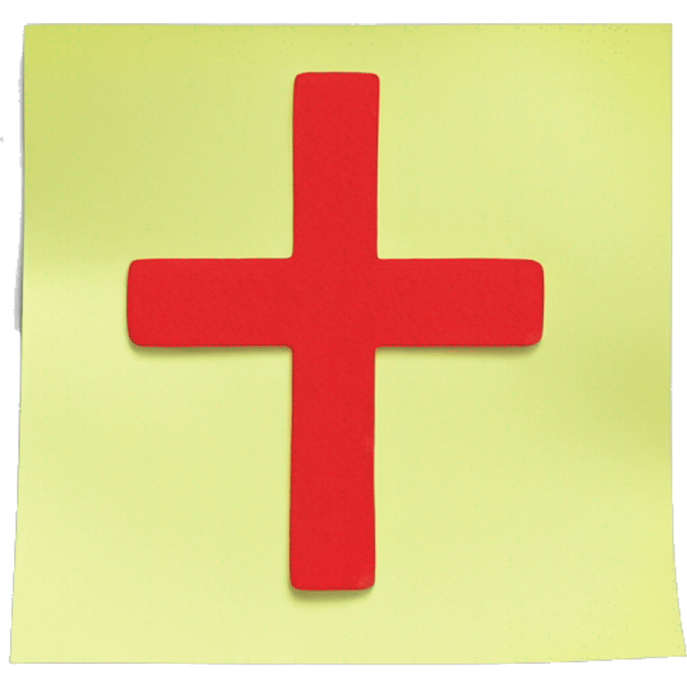 sticky note with red cross emoji