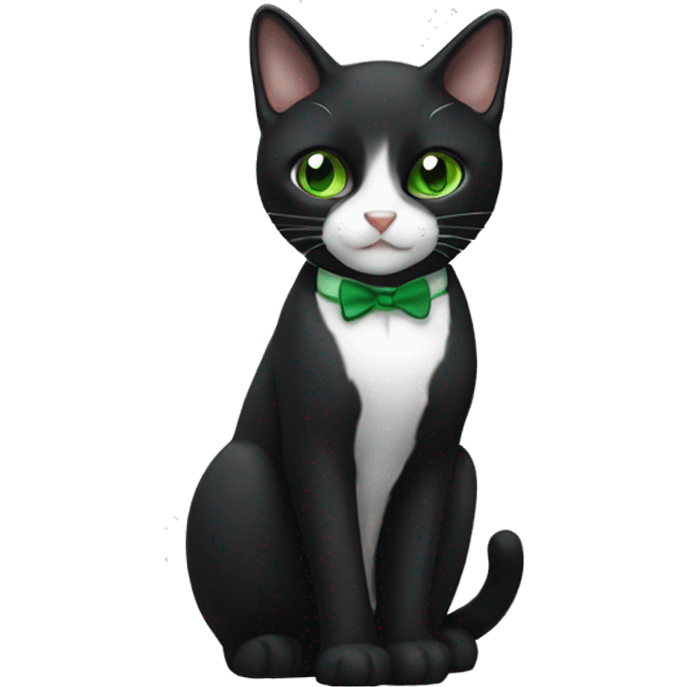 A tuxedo cat with green eyes  emoji